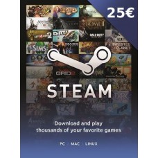 Steam Wallet Gift Card 25 EUR Steam Key EUROPE